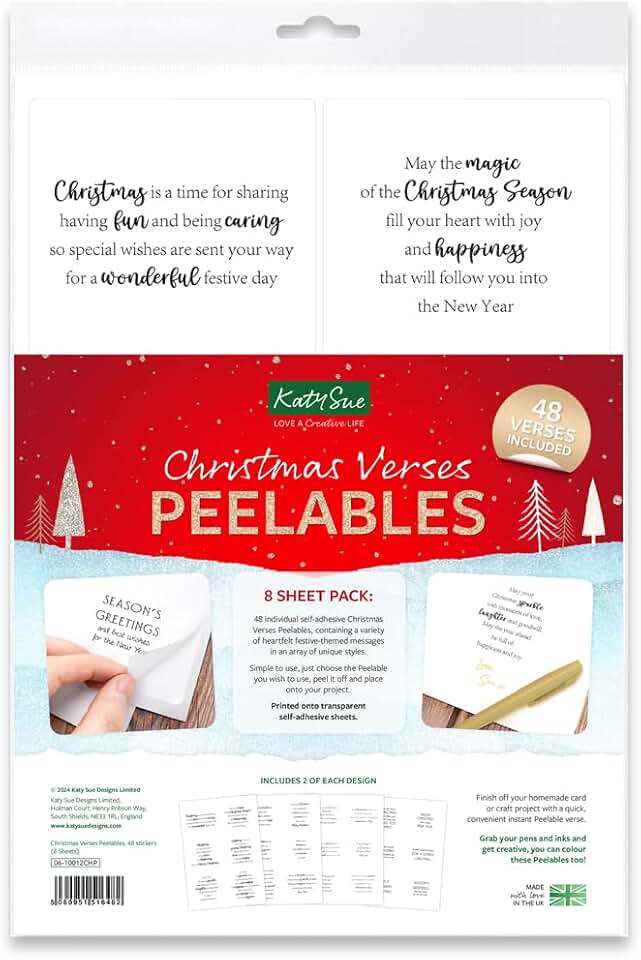 Christmas Verses Peelable Stickers for Card Making