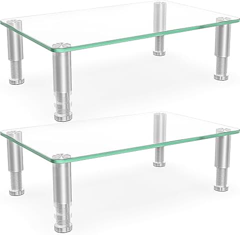 Two Pack Adjustable Monitor Stands for Flat Screens and Laptops