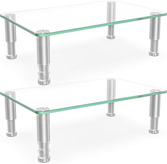 Two Pack Adjustable Monitor Stands for Flat Screens and Laptops