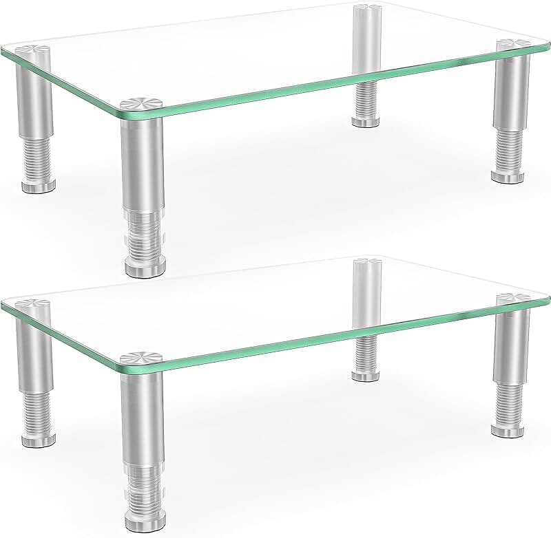 Two Pack Adjustable Monitor Stands for Flat Screens and Laptops