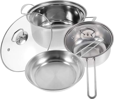 Stainless Steel Cookware Set with Soup, Milk, and Frying Pans