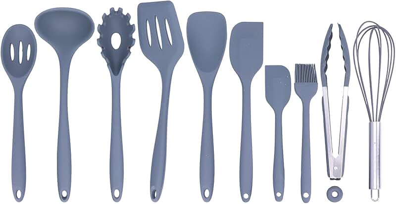 10-Piece Silicone Kitchen Utensil Set in Gray