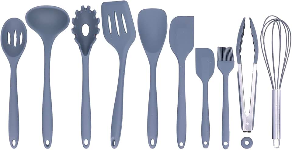 10-Piece Silicone Kitchen Utensil Set in Gray