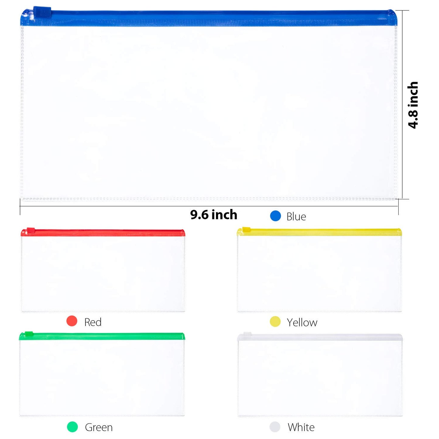 50 Clear Plastic Zip Envelopes for Office and School