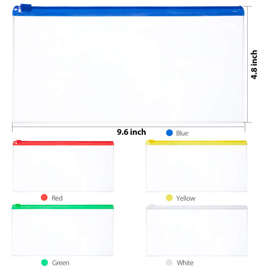 50 Clear Plastic Zip Envelopes for Office and School