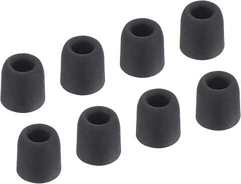 Replacement foam ear tips for earbuds, small size, black, 8 pcs