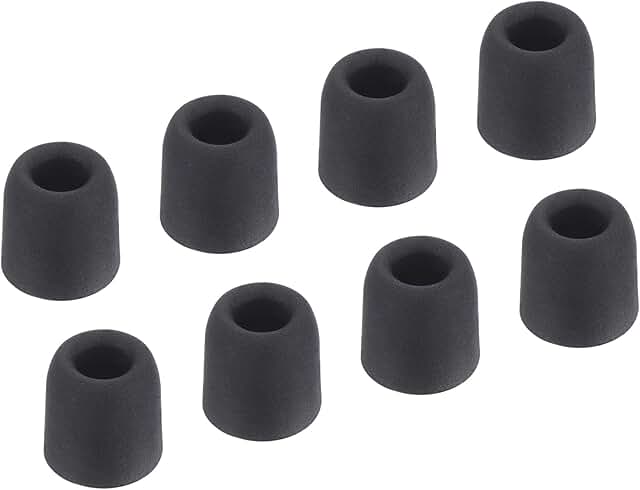 Replacement foam ear tips for earbuds, small size, black, 8 pcs