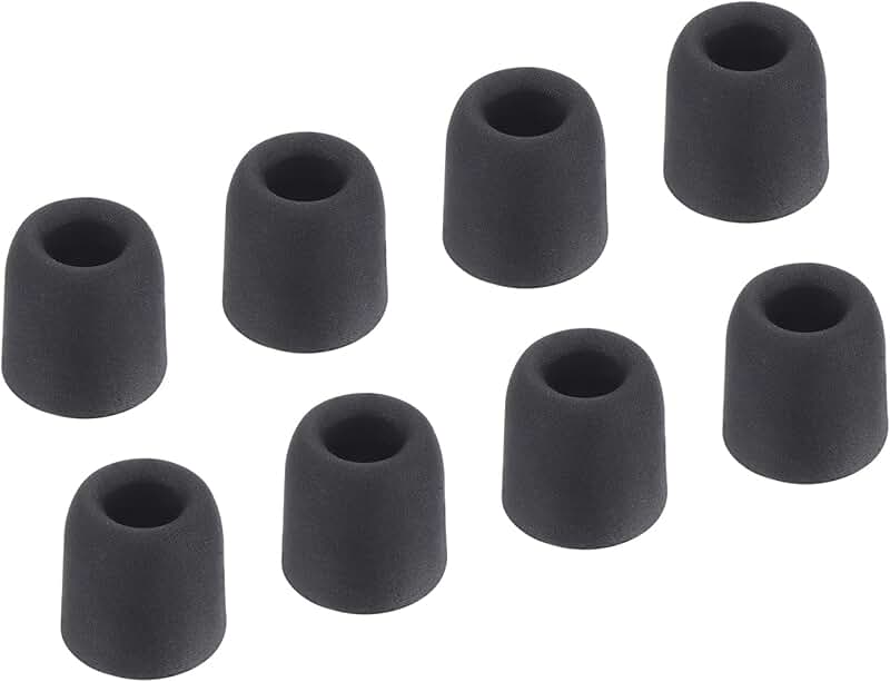 Replacement foam ear tips for earbuds, small size, black, 8 pcs