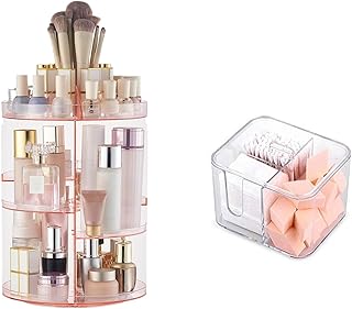 Rotating Makeup and Cotton Pads Organizer for Vanity