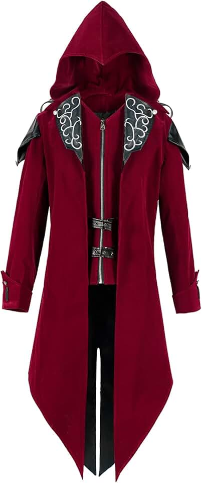 Men's Gothic Steampunk Hooded Jacket for Halloween
