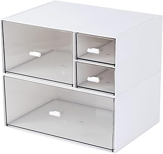 White 4-Drawer Desk and Makeup Organizer