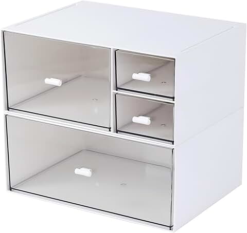 White 4-Drawer Desk and Makeup Organizer