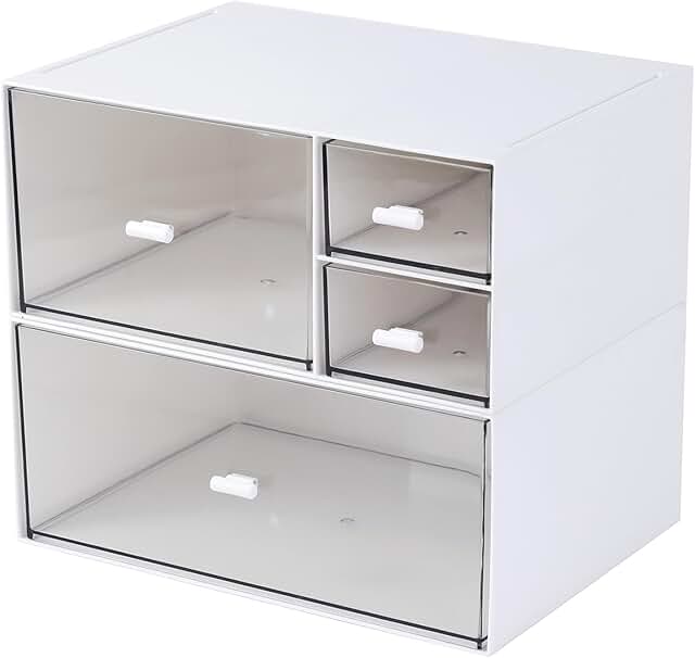 White 4-Drawer Desk and Makeup Organizer