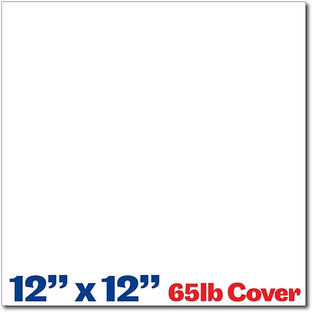 Bright White 12x12 Cardstock, 50 Sheets