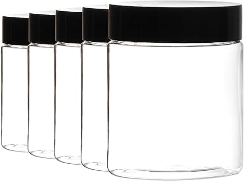 24 Clear Plastic Jars with Lids, 8 oz
