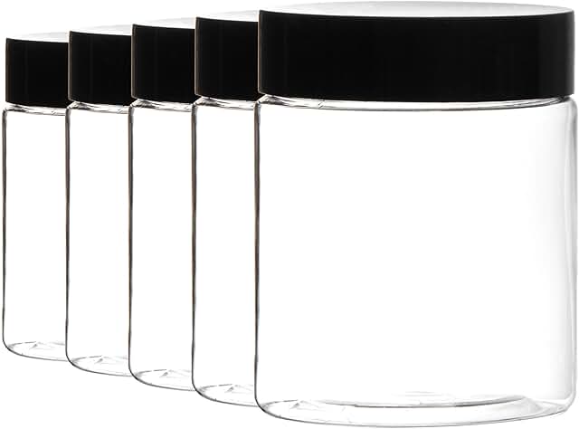 24 Clear Plastic Jars with Lids, 8 oz