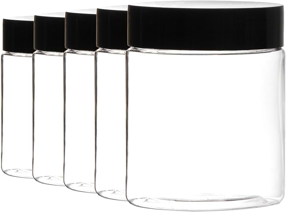24 Clear Plastic Jars with Lids, 8 oz