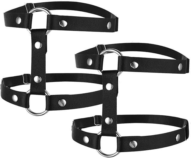 Two Leather Leg Garter Belts for Women
