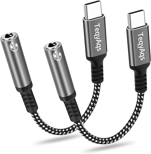 USB Type C to 3.5mm Headphone Adapter, 2-Pack