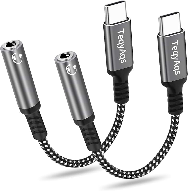 USB Type C to 3.5mm Headphone Adapter, 2-Pack