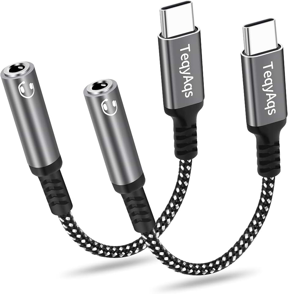 USB Type C to 3.5mm Headphone Adapter, 2-Pack