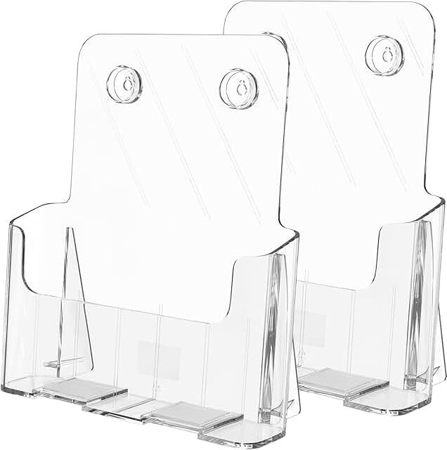Acrylic Brochure Holder 8.5x11 inch, Clear, 2 Pack