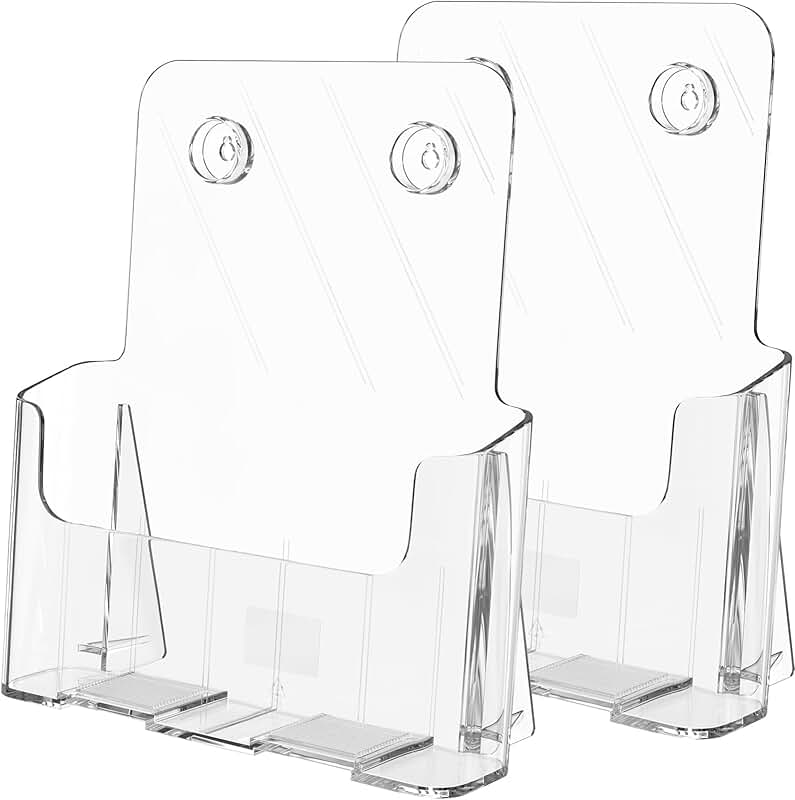 Acrylic Brochure Holder 8.5x11 inch, Clear, 2 Pack