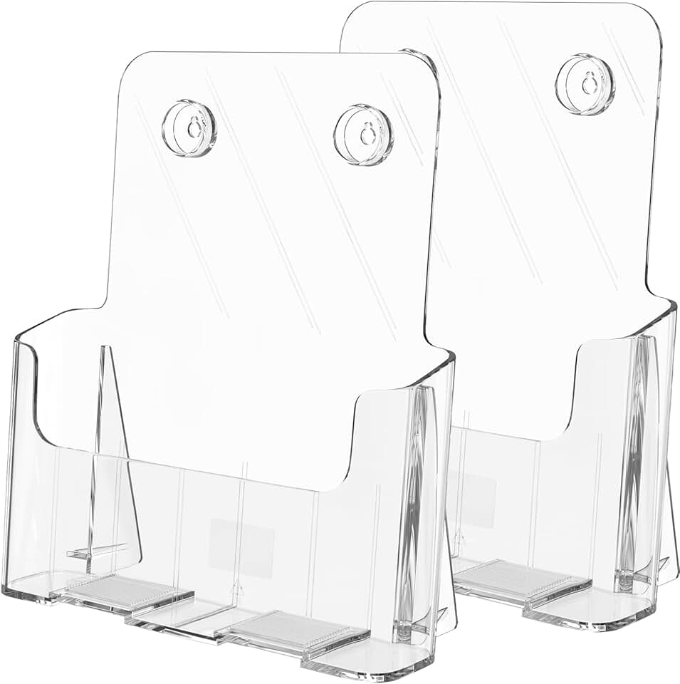 Acrylic Brochure Holder 8.5x11 inch, Clear, 2 Pack