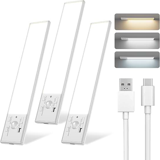 Rechargeable 8-Inch LED Closet Lights, 3-Pack