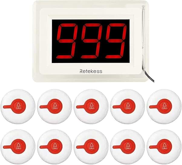 Wireless Caregiver Calling System with 10 Waterproof Buttons