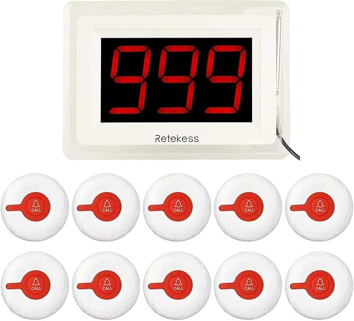 Wireless Caregiver Calling System with 10 Waterproof Buttons