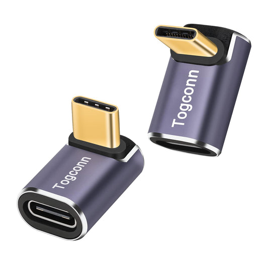 90 Degree USB C Adapter, 2 Pack, 40Gbps, 8K@60Hz
