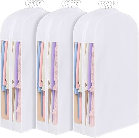 43-Inch Cotton Garment Bag for Hanging Clothes, 3-Pack