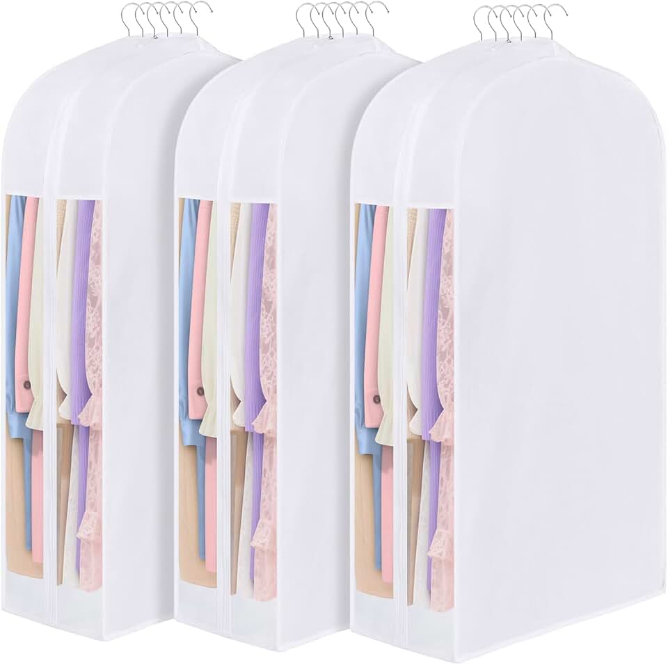 43-Inch Cotton Garment Bag for Hanging Clothes, 3-Pack