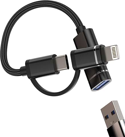USB A to USB C Lightning Adapter for iPhone and iPad