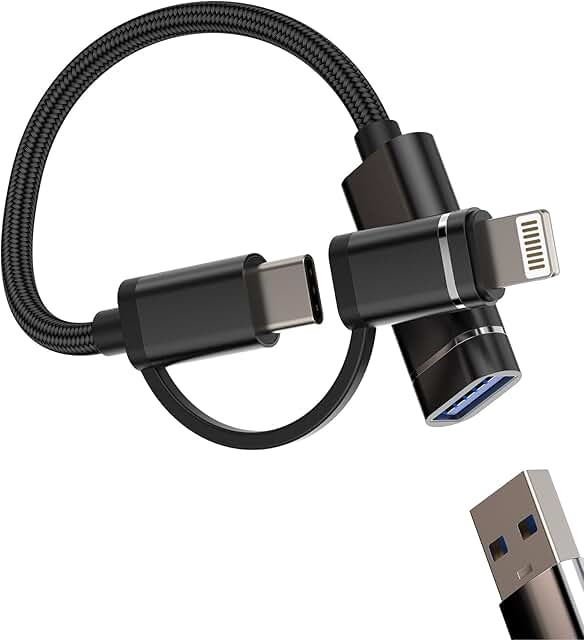 USB A to USB C Lightning Adapter for iPhone and iPad
