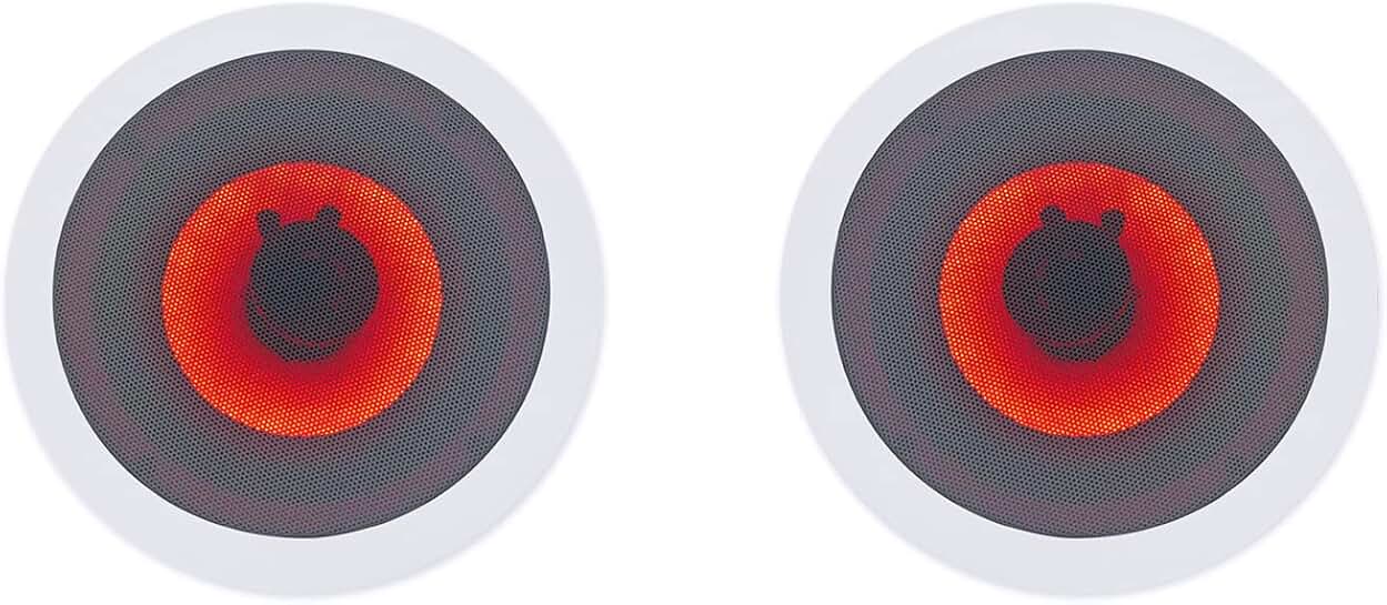 Pair of 8-inch in-ceiling home theater speakers with red LED