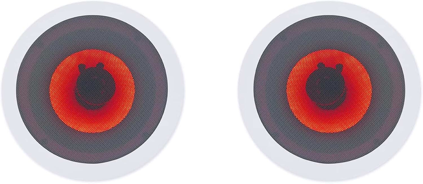 Pair of 8-inch in-ceiling home theater speakers with red LED