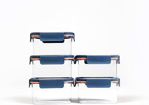 Set of 10 Navy Modular Food Storage Containers