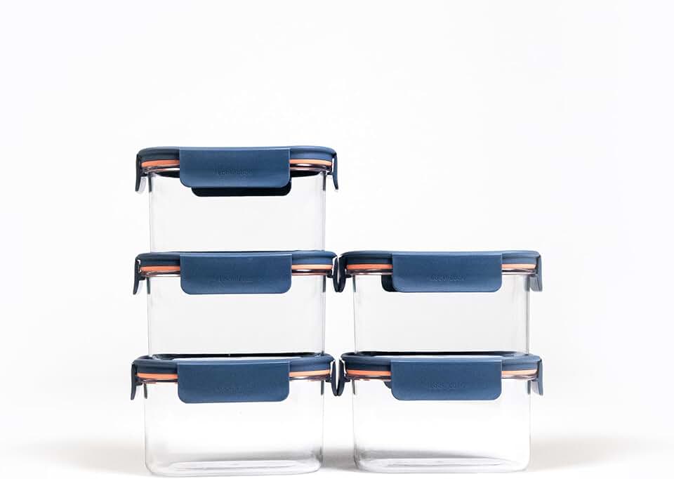 Set of 10 Navy Modular Food Storage Containers