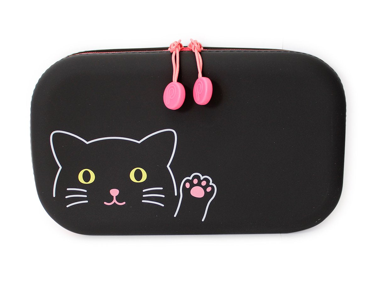 Large black cat zipper pen pouch, 7.5" by 1.5"