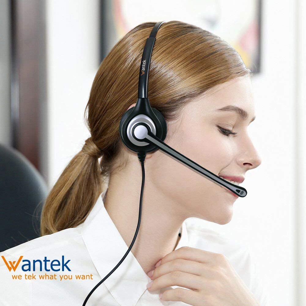 Cell Phone Headset with Microphone Noise Cancelling & Call Controls, 3.5mm Computer Headphones for iPhone Samsung PC Business Skype Softphone Call Center Office, Clear Chat, Ultra Comfort