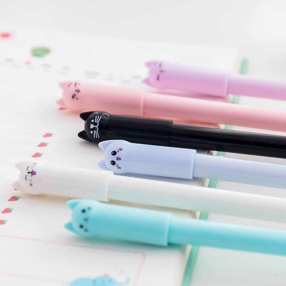 Cute Cat Gel Pens for School and Office, 6 Pack