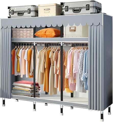 Portable wardrobe with large storage and steel connectors