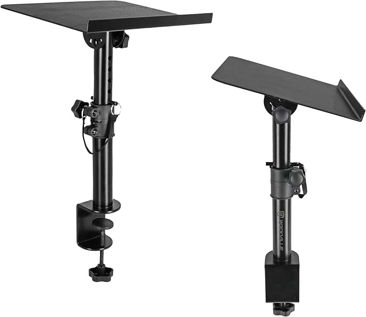 Pair Studio Monitor Speaker Stands with Adjustable Tilt and Height