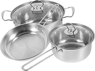 Stainless Steel Cookware Set with Soup Pot and Frying Pan