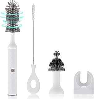 4-Piece Electric Bottle Cleaning Set with Silicone Brushes