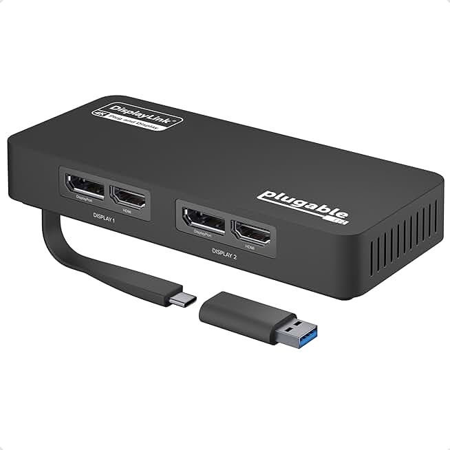 Dual 4K DisplayPort and HDMI Monitor Adapter for USB 3.0 and USB-C