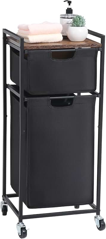 Laundry Hamper with Shelf and Removable Bags