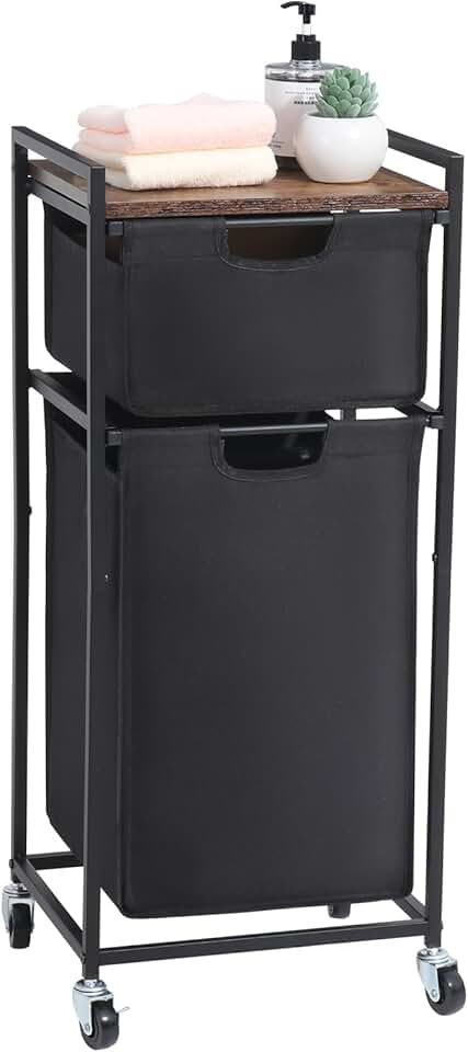 Laundry Hamper with Shelf and Removable Bags